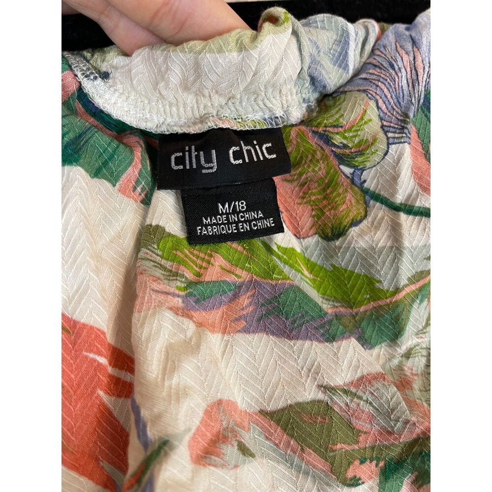 City Chic Tropical Off-Shoulder Maxi Dress - Size M/18 - Picture 3 of 4